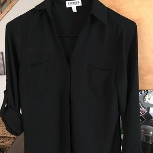 Express Sheer Button Down Blouse